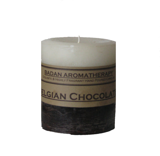 Belgian Chocolate & Sandalwood Pillar Candle 3x3.5
