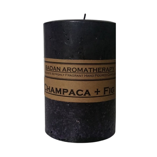 Candle: Dark Purple, Nag Champa & Fig Pillar Candle 3x4.5, Black Candle