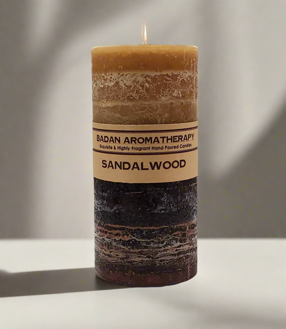 Sandalwood Pillar Candle 3 x 6.5 Round