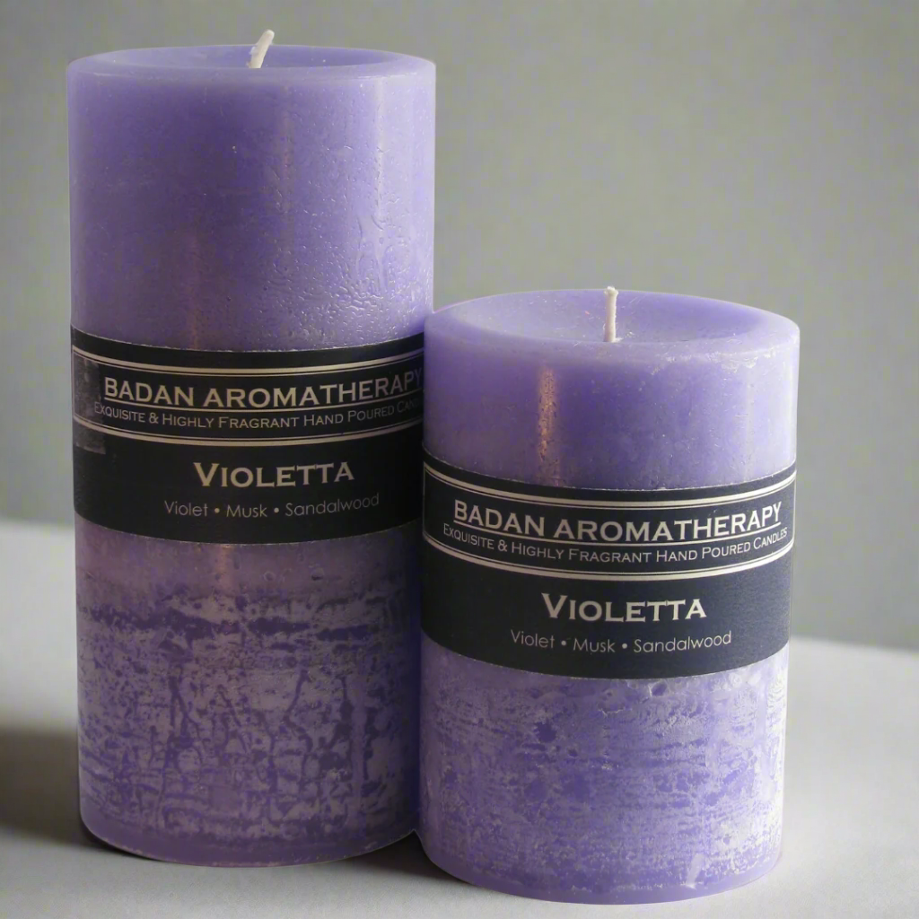 Purple Violet Pillar Candle Set of 2, Fragrant Pillar Candles