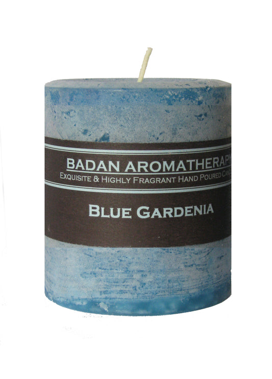 Gardenia Blue Scented Pillar Candle 3"x3.5" - BadanBody