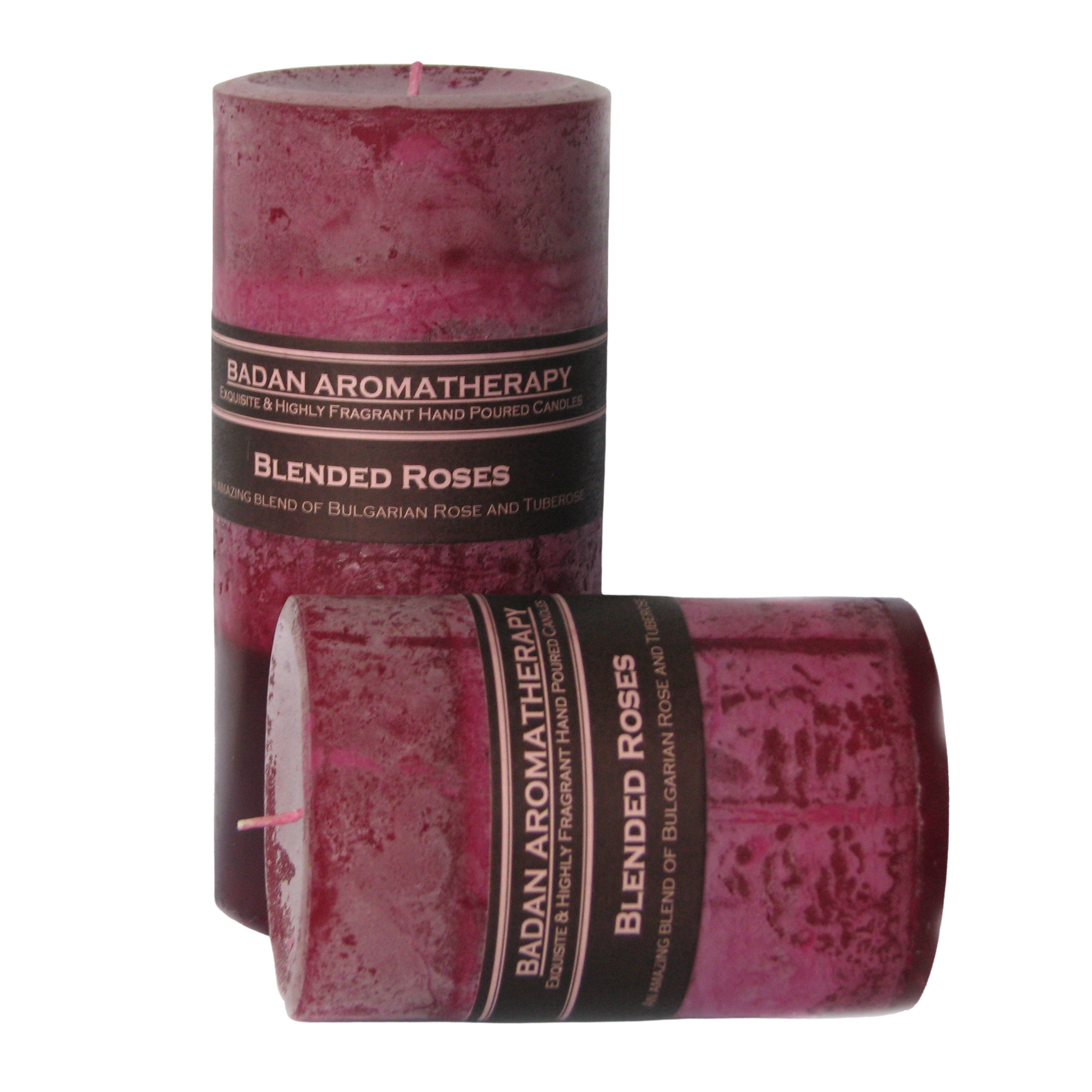 Rose & Tuberose Pillar Candle 3x4 Deep Red Magenta Floral - BadanBody