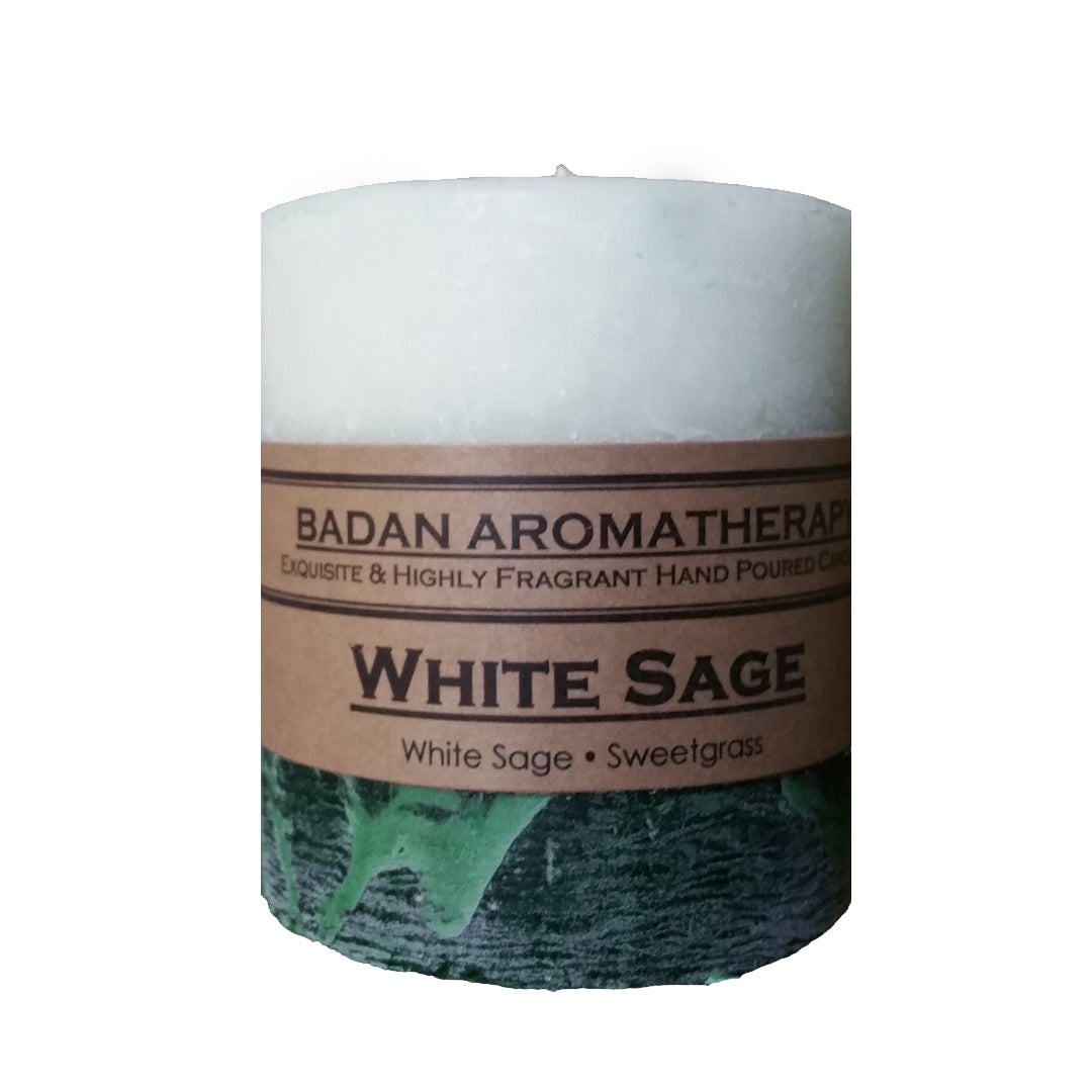 White Sage Pillar Candle Collection - BadanBody