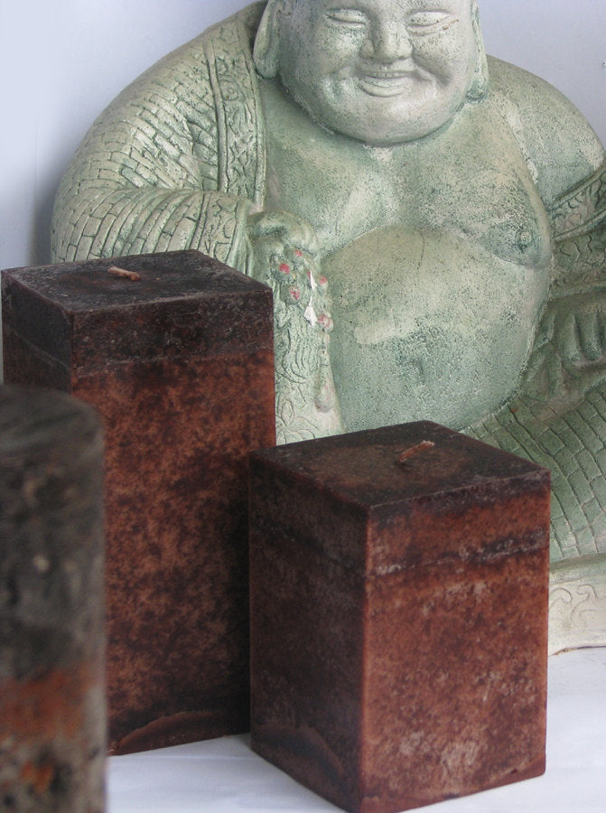 Clove Candle: Fragrant Dark Brown Clove Scented SQUARE Pillar Candle 3x4.5 - BadanBody