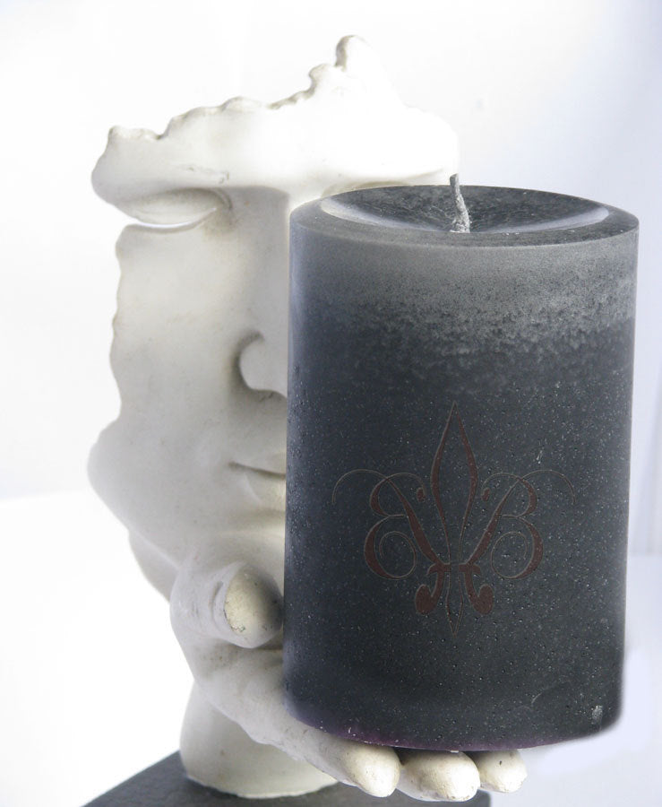 Dark Purple Nag Champa & Fig Pillar Candle 3x4.5 Earthy Sweet Magical - BadanBody