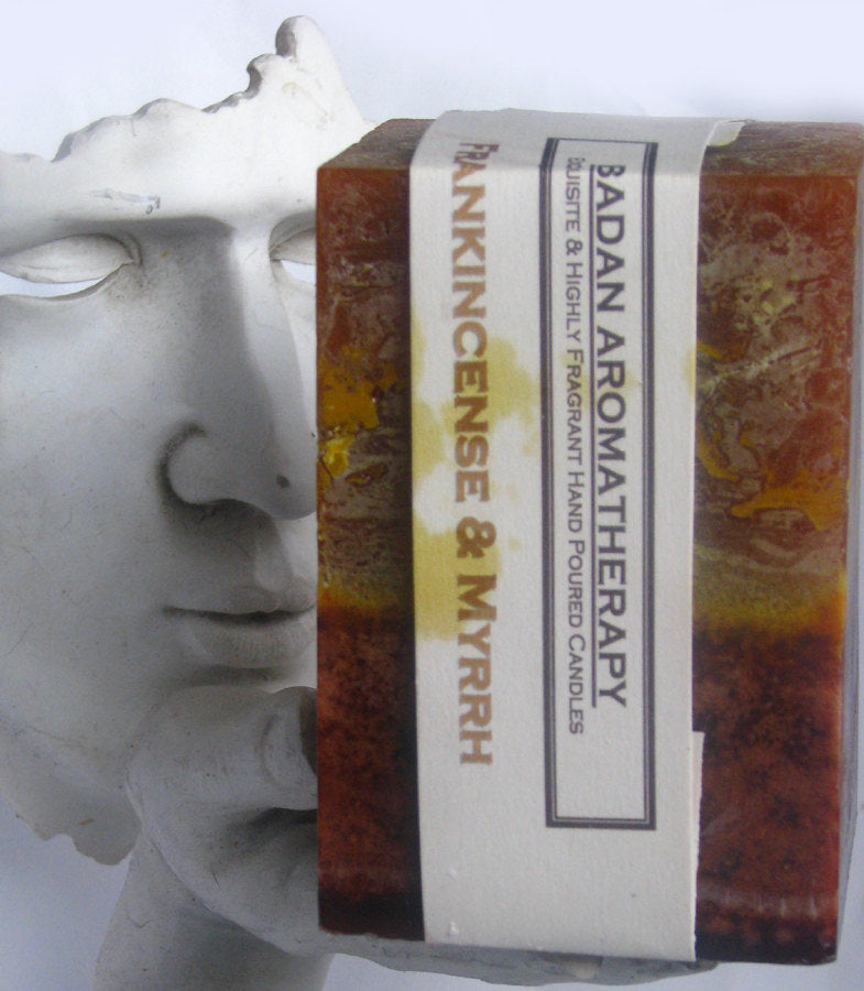 Frankincense & Myrrh 3"x 4.5" Square Pillar Candle - BadanBody