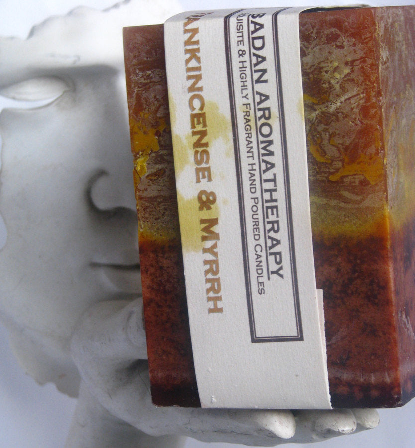 Frankincense & Myrrh 3"x 4.5" Square Pillar Candle - BadanBody
