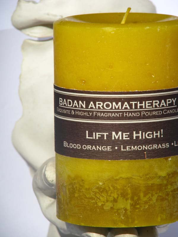 Citrus Lemongrass, Verbena & Blood Orange Essential Oil Candle Fragrant Uplifting Medium 3x4.5 Yellow Candle - BadanBody