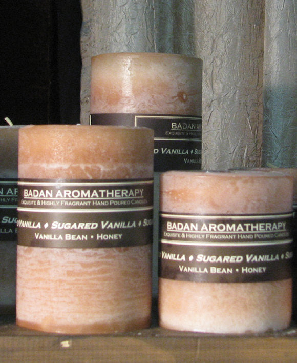 Sugared Vanilla Fragrant Pillar Candle Set - BadanBody