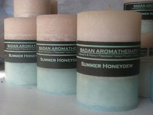 White & Melon Green: Summer Honeydew Pillar Candle 3x4.5 - BadanBody