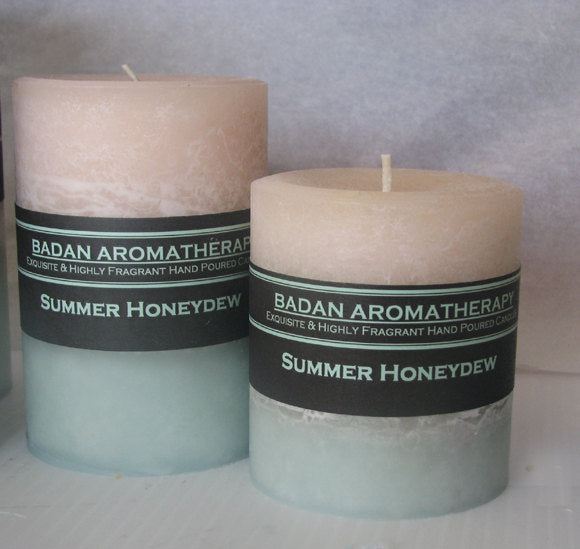White & Melon Green: Summer Honeydew Pillar Candle 3x3.5 - BadanBody