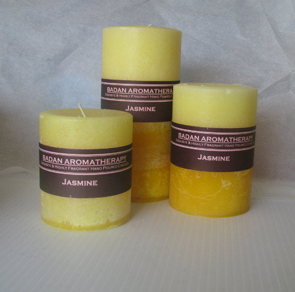 Bright Yellow: JASMINE Pillar Candle Tall 3x6.5 - BadanBody