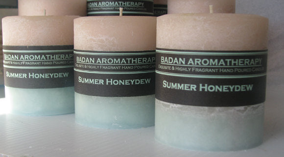 White & Melon Green: Summer Honeydew Pillar Candle 3x3.5 - BadanBody