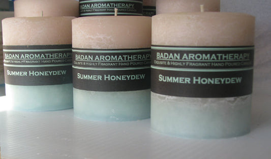 White & Melon Green: Summer Honeydew Pillar Candle 3x3.5 - BadanBody