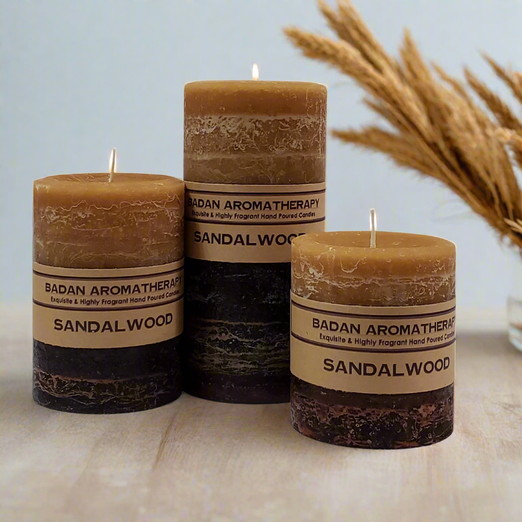 Sandalwood Pillar Candle 3Pc Set