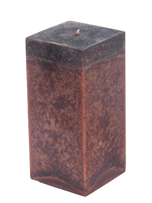 Clove Candle: Fragrant Dark Brown Clove Scented SQUARE Pillar Candle 3x6.5