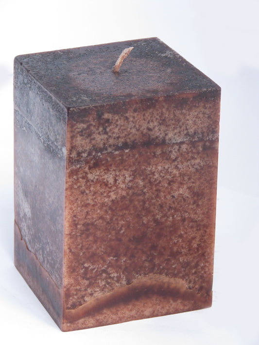 Clove Candle: Fragrant Dark Brown Clove Scented SQUARE Pillar Candle 3x4.5