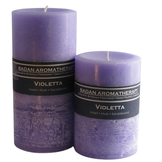 Purple Violet Pillar Candle Set of 2, Fragrant Pillar Candles