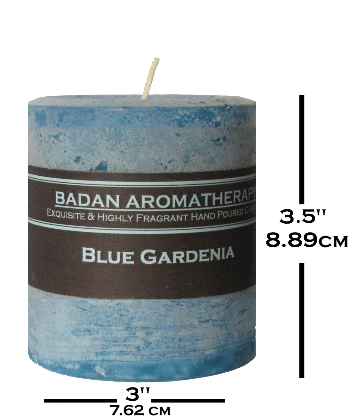 Gardenia Blue Scented Pillar Candle 3"x3.5" - BadanBody