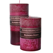 Rose & Tuberose Pillar Candle 3x4 Deep Red Magenta Floral - BadanBody