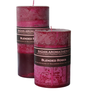 Rose & Tuberose Pillar Candle 3x4 Deep Red Magenta Floral - BadanBody