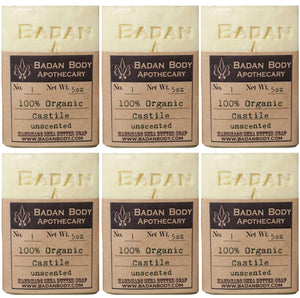 Six bars of Organic Olive Oil Castile Soap Unscented