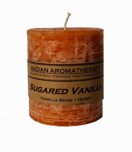 Fragrant Sugared Vanilla Pillar Candle 3x3.5 - BadanBody