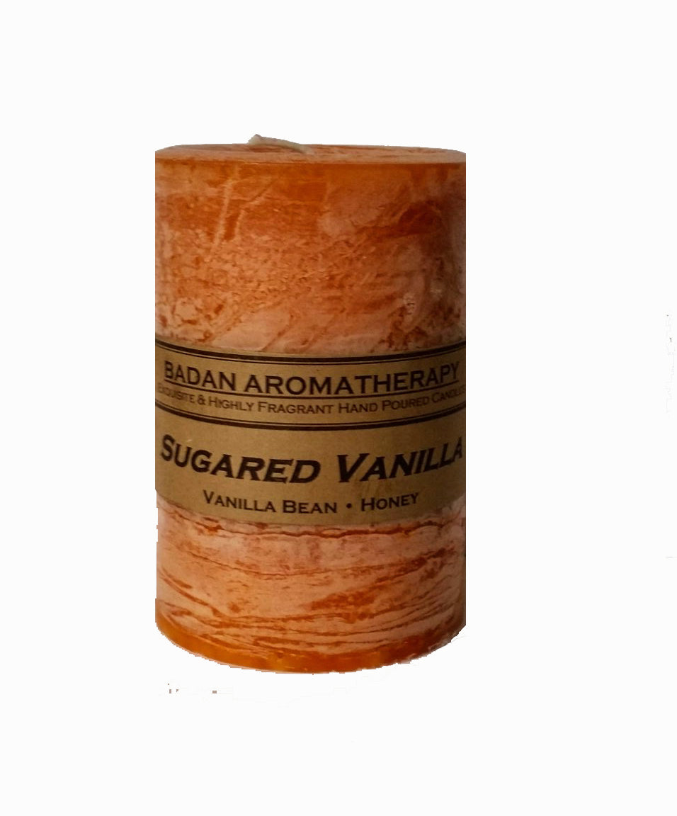 Fragrant Sugared Vanilla Pillar Candle 3x3.5 - BadanBody