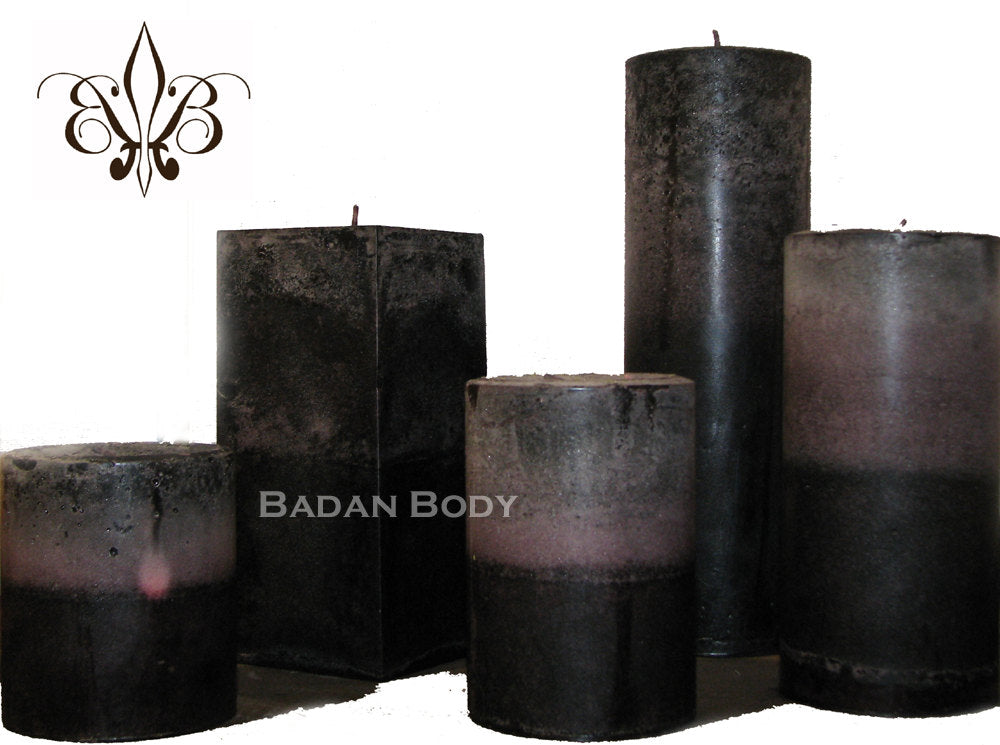 Dark Purple Nag Champa & Fig Pillar Candle 3x4.5 Earthy Sweet Magical - BadanBody