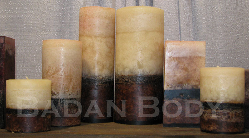 Handmade Belgian Chocolate & Sandalwood Aromatherapy Large 4x9.5 Pillar Wax Candle - BadanBody