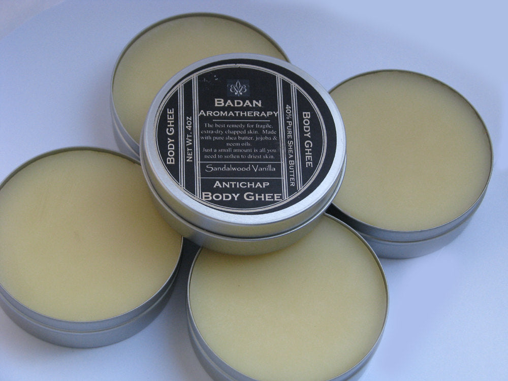 SANDALWOOD VANILLA Body Butter Ghee Natural & Organic - Intensive Moisturizer for Dry Skin - BadanBody