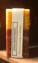 FRANKINCENSE & MYRRH Gold/Brown Square Fall Pillar Candle 3x6.5 - BadanBody