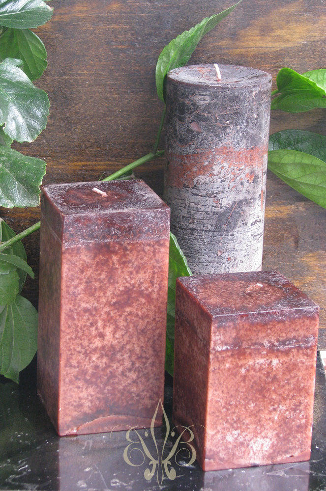 Clove Candle: Fragrant Dark Brown Clove Scented SQUARE Pillar Candle 3x4.5 - BadanBody
