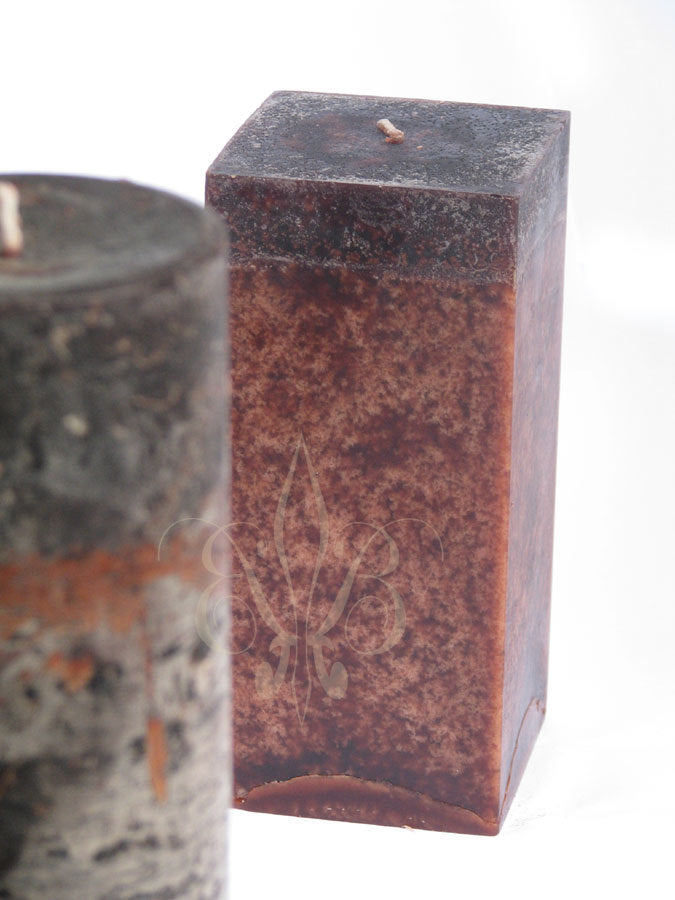 Clove Candle: Fragrant Dark Brown Clove Scented SQUARE Pillar Candle 3x6.5 - BadanBody
