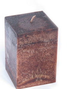 Clove Candle: Fragrant Dark Brown Clove Scented SQUARE Pillar Candle 3x4.5 - BadanBody
