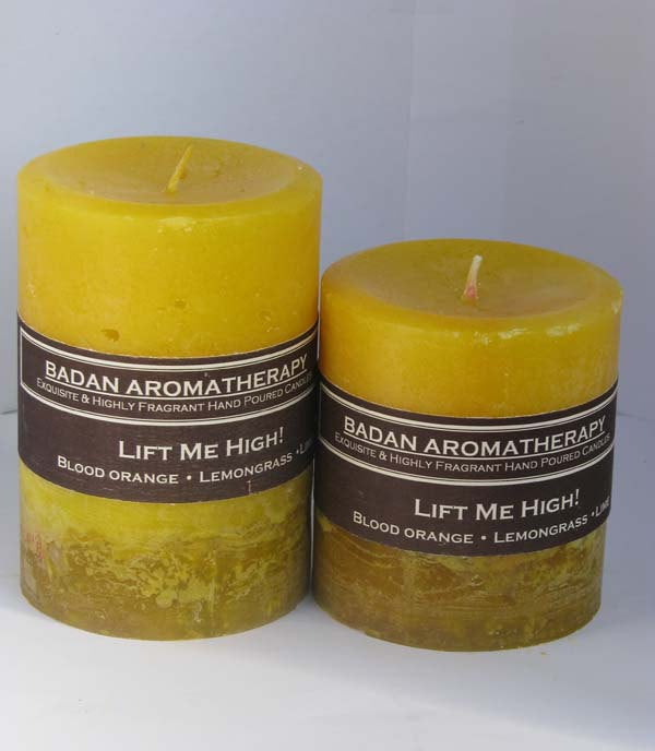 Citrus Lemongrass, Verbena & Blood Orange Essential Oil Candle Fragrant Uplifting Medium 3x4.5 Yellow Candle - BadanBody