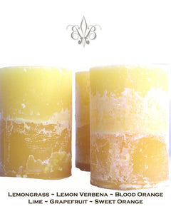 Yellow Lemongrass Lemon Verbena Blood Orange Handmade Beeswax Pillar Candle 4x6.5 Jumbo - BadanBody