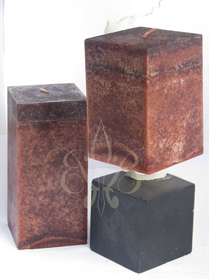 Clove Candle: Fragrant Dark Brown Clove Scented SQUARE Pillar Candle 3x4.5 - BadanBody