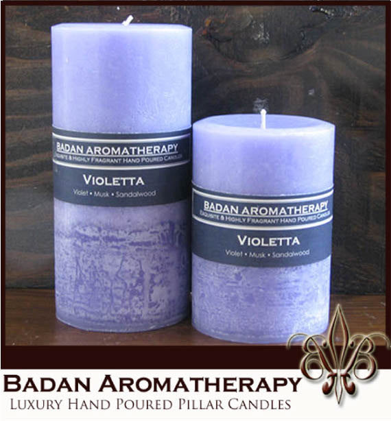 Purple Violet Pillar Candle Set of 2, Fragrant Pillar Candles - BadanBody