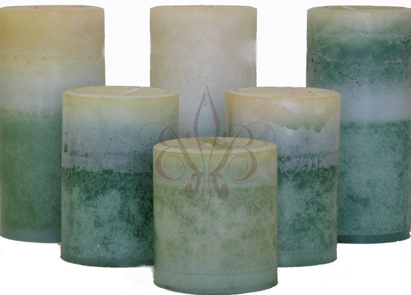 White & Melon Green: Summer Honeydew Pillar Candle 3x4.5 - BadanBody