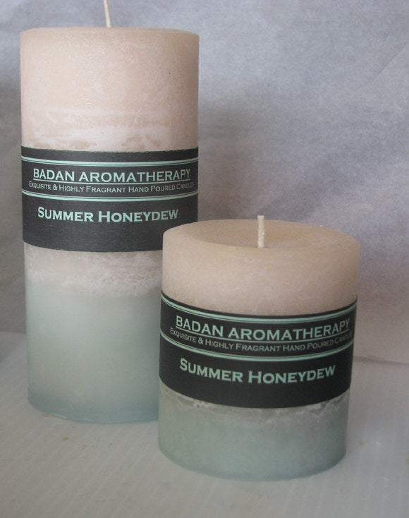 White & Melon Green: Summer Honeydew Pillar Candle Tall 3x6.5 - BadanBody