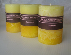 Bright Yellow: Fragrant Jasmine Pillar Candle 3x4.5 - BadanBody