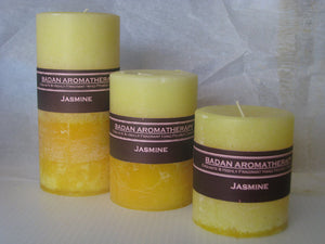 Bright Yellow: Fragrant Jasmine Pillar Candle 3x4.5 - BadanBody