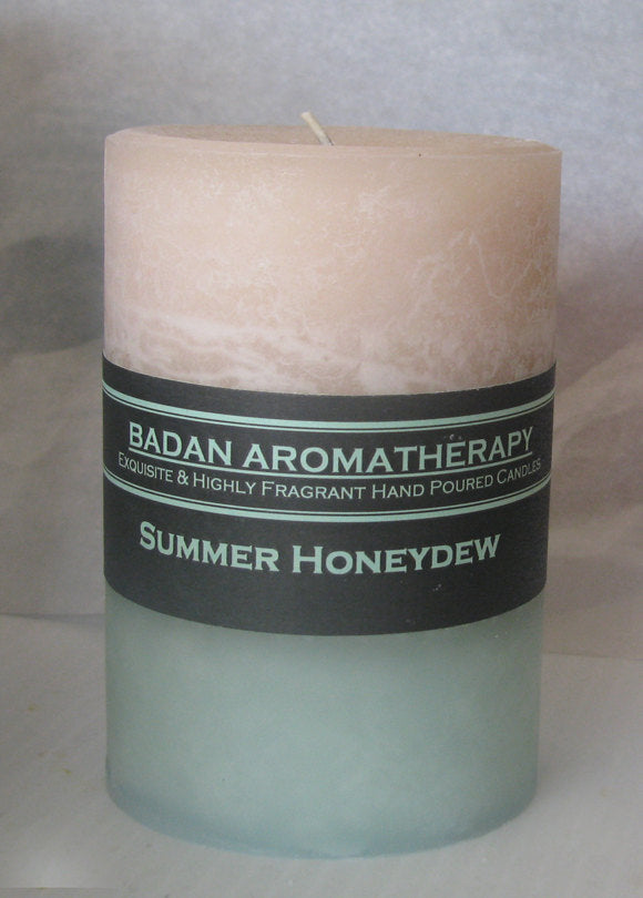 White & Melon Green: Summer Honeydew Pillar Candle 3x4.5 - BadanBody