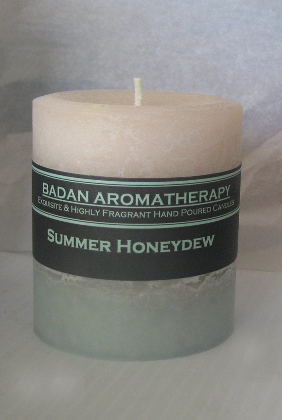 White & Melon Green: Summer Honeydew Pillar Candle 3x3.5 - BadanBody