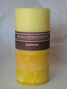 Bright Yellow: JASMINE Pillar Candle Tall 3x6.5 - BadanBody
