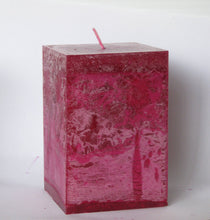Rose & Tuberose Pillar Candle 3x4 Square Deep Red Magenta Floral - BadanBody