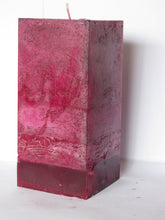 Rose & Tuberose Pillar Candle 3x4 Square Deep Red Magenta Floral - BadanBody