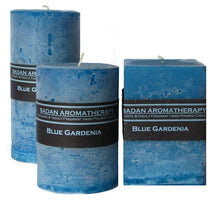Blue Gardenia Pillar Candle 3"x4" Medium Square Floral Classic Candle - BadanBody