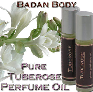 Fragrant Hawaiian Tuberose Perfume Oil, Roll-On Glass Bottle - BadanBody